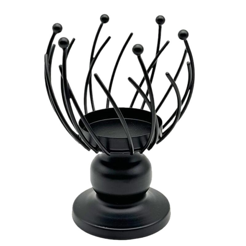

Элегантный кованый железный подсвечник металлический центральный элемент для стола, обеденной и спальной комнат чёрный