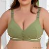 European and American Size Wire-free Front-clasp Bra with Adjustable Shoulder Straps and Threaded Oversized Underwear