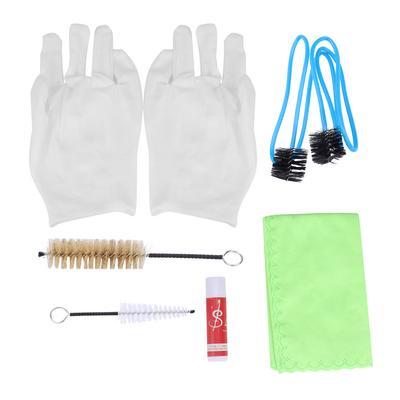 Trompete Posaune Tuba Waldhorn Reinigungsset Kit Werkzeug mit Reinigungstuch Bürste Handschuhen