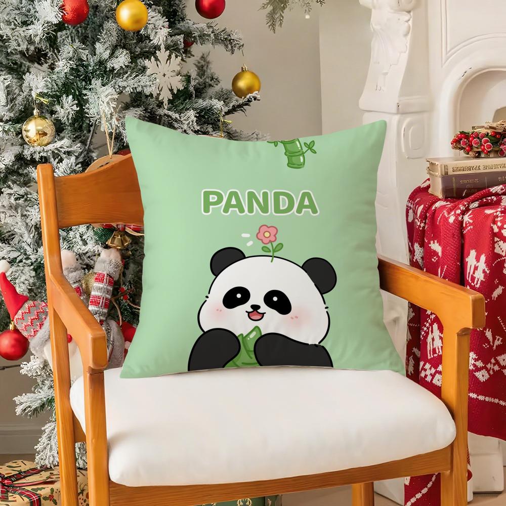 Cute Panda Pillow Case Silky elegant Comfort Sofa Bed Invisible zipper