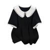 Plus Size Women's Summer Doll Collar Slimming Short Sleeve Top 
