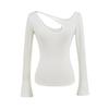 Autumn 2025 Asymmetrical Off-shoulder Hollow Long Sleeve Top for Women