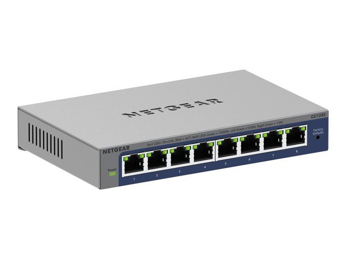Network Switch - NETGEAR - GS108E - 8 Ports - QoS - Bandwidth Control