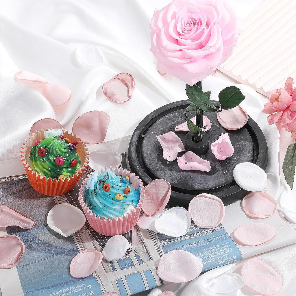 200pcs Flower Petals for Flower Girl,Rose Petals for Wedding,Silk Pink Rose Petals and White Flower Petals for Wedding Bridal Shower Decor Aisle