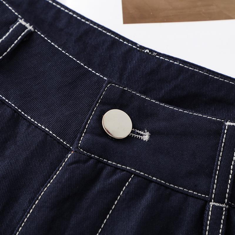 Dark Blue Retro Wide-Leg Women's Jeans: 2025 Summer High-Waisted, Floor-Length, Straight-Leg Style