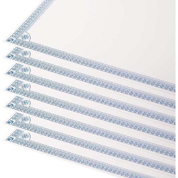 Certificate Paper 8.5 x 11 Inches, 100-Pack Diploma Paper, Letter Size, Blank, Blue Borders