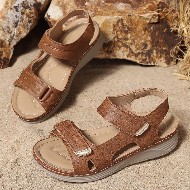 New Summer Women's Plus Size Platform Casual Sandals One-Strap Velcro Slip-On Shoes