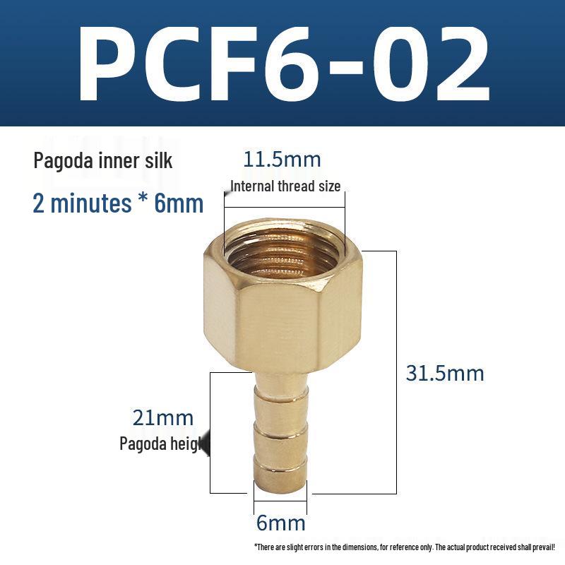 Copper Pagoda Connector Gas Hose PCF Internal Thread - Green Head Pagoda Nipple (PCF6/8/10/12)