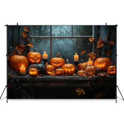 Mocsicka Halloween Backdrops For Photography Dark Night Jack-O-Lanterns Pumpkin Background Baby Shooting Props Decoration Studio