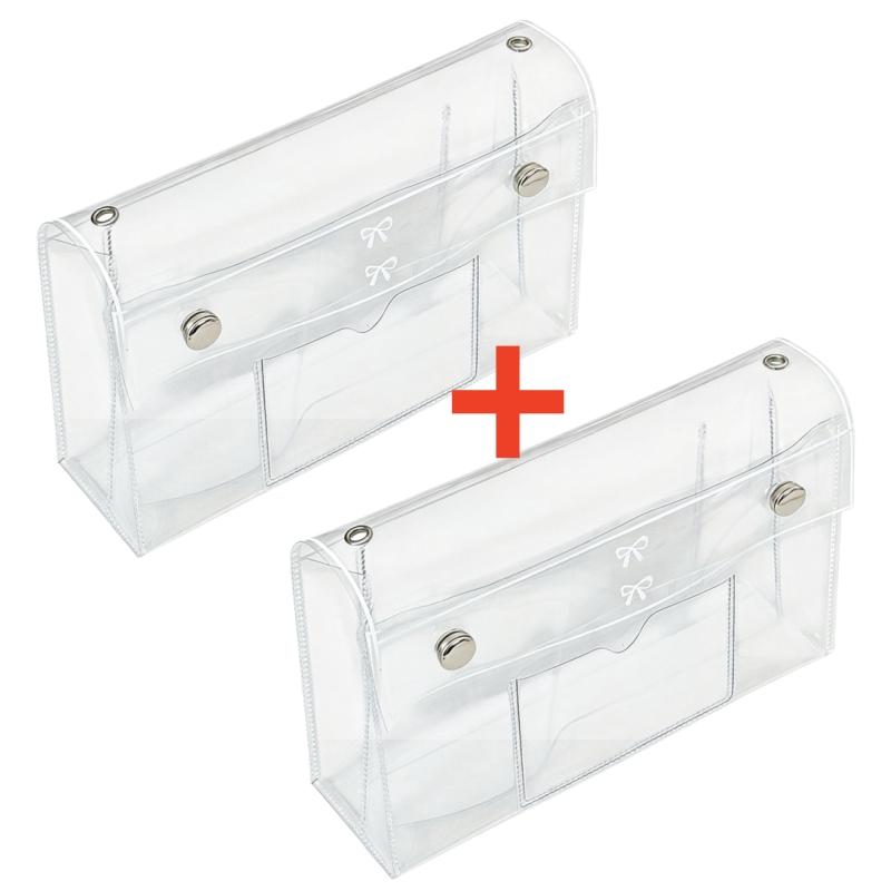 Multi-pocket PVC Transparent Pencil Case Portable Cosmetic Makeup Bag Travel Organizer for Student School Office Storage