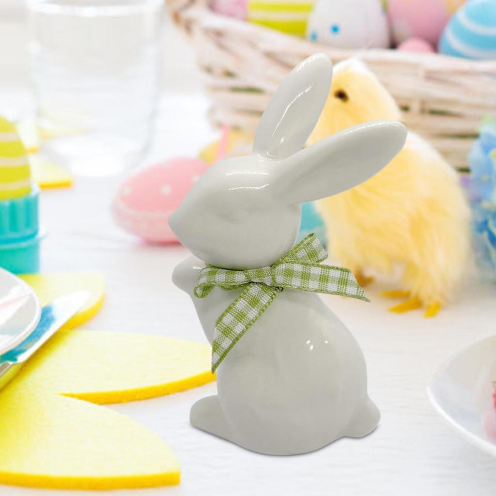 Easter Bunny Ceramics Figurines Porcelain Holiday Dining Rabbit Decoration Sculpture Easter Bunny Sculpture Desk Ornament decor