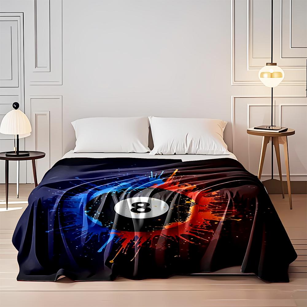 Colorful 8 Ball with Splatter Art Design Flannel blanket for bedroom, living room, sofa, and nap sofas
