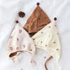 Earflap Hat with Strap Baby Hat Spring Autumn Bonnet Hat Ear Protection Caps Soft Breathable Hat for Infant 2-10 Months