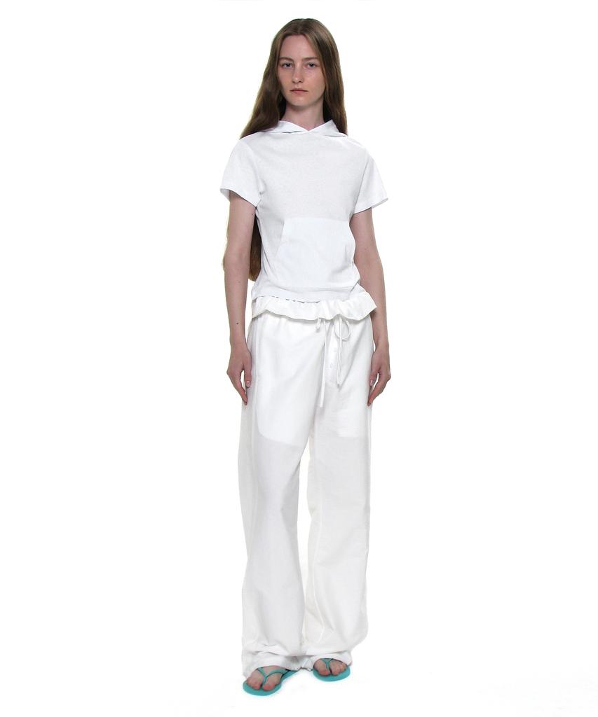 PARTIMENTO WOMEN Two-Way Frill Turnover Waist Pants_White