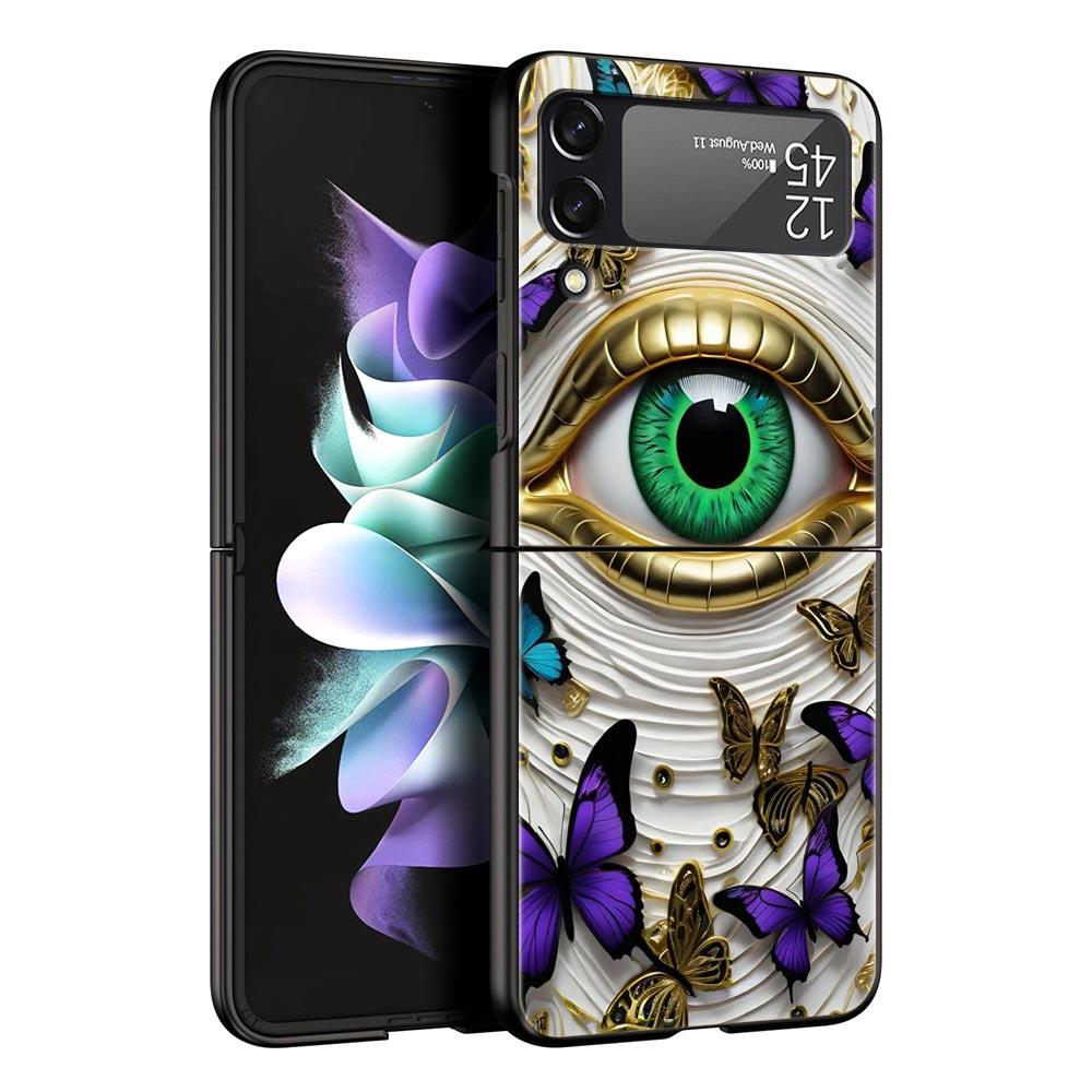 Fashion Eyelashes Eyes Hard PC Phone Case For Samsung Galaxy Z Flip 7 6 5 4 Black Cover For Galaxy Z Flip 3 Foldable Shell Capas