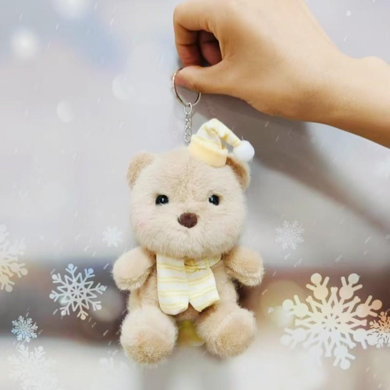 Hat Adorable Birthday Bear Pendant Cute Cartoon Girl Plush Keychain Kid Backpack