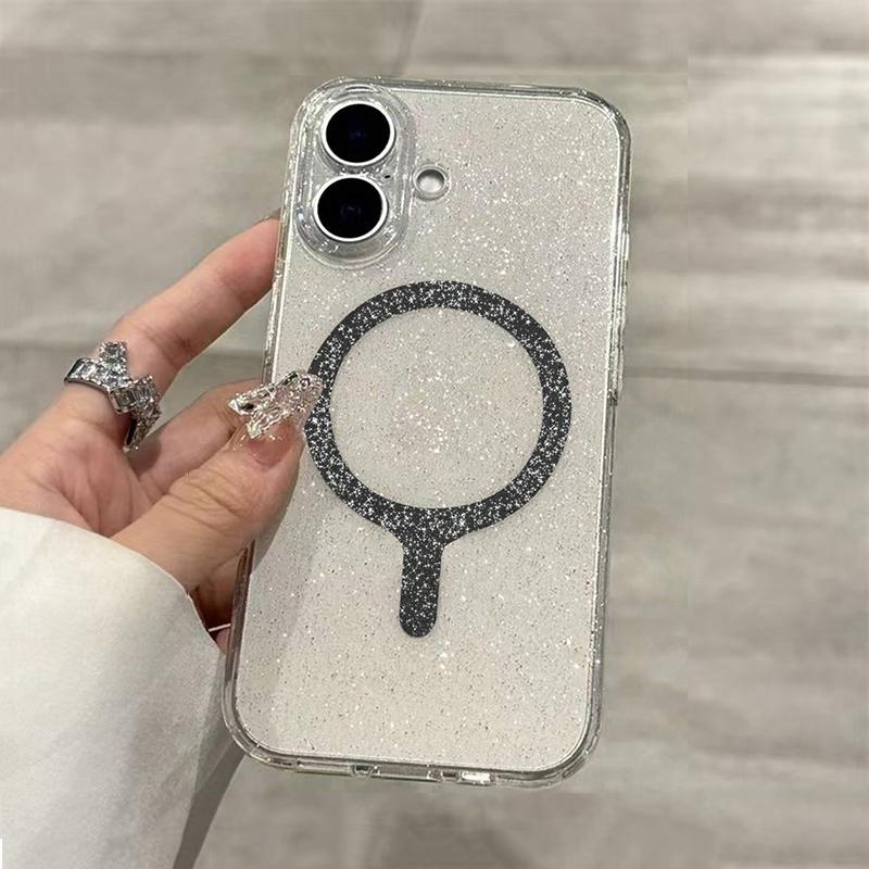 Luxury Glitter for Magsafe Magnetic Phone Case for 17 16 15 14 12 13 15 Pro Max Plus 17 Air Wireless Charging Soft Cover
