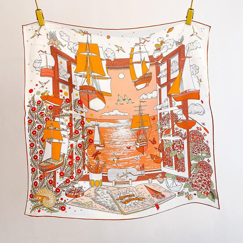 2026 spring new women s mulberry silk scarf light luxury double crepe handmade curling square scarf design sense when silk scarf 67