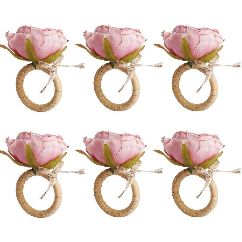Valentine'S Decoration Pink Napkin Rings Napkin Holders Decorative Table Decor For Dining Romantic Dinner Home Decor