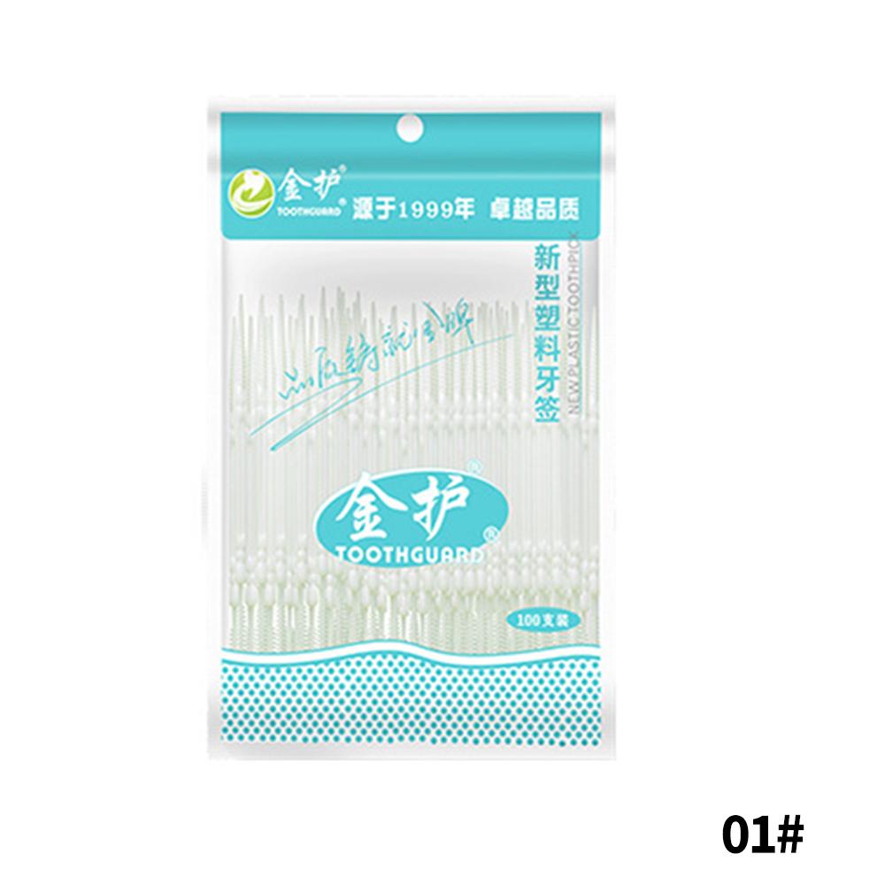 100 pièces Fil dentaire double tête Cure-dents interdentaires Bâtonnets pour les dents Nettoyage des dents Soin bucco-dentaire Brosse interdentaire