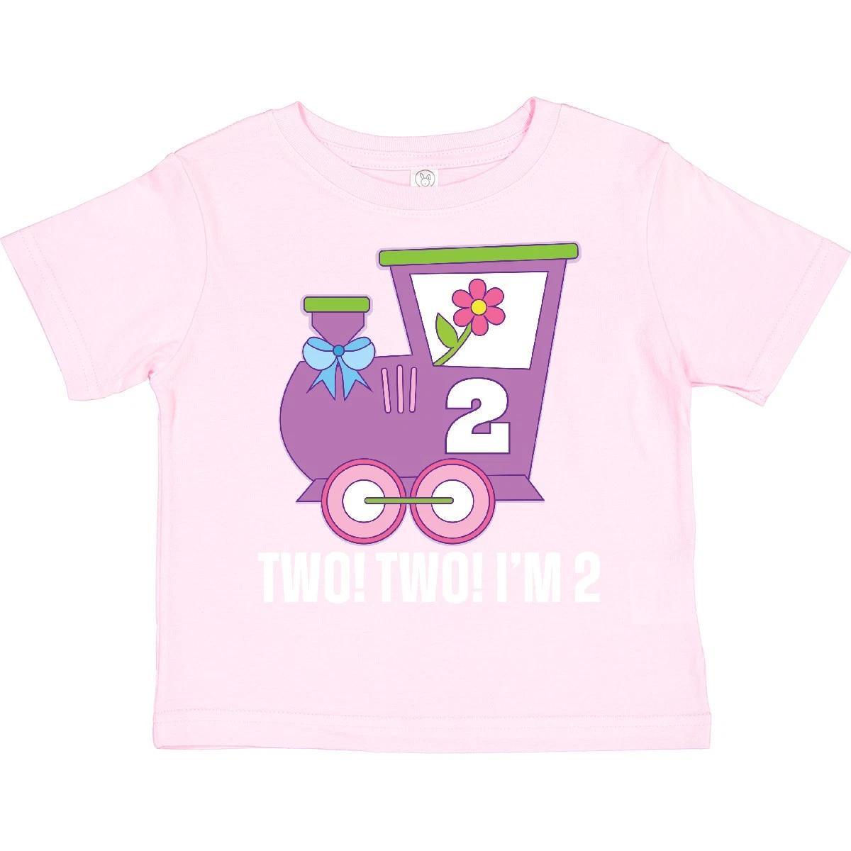 Inktastic 2nd Birthday Cute Train I m Two Toddler kids boys T-Shirt Themed Girls Childs 100