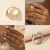 Stainless Steel Smooth Open Irregular Ring for Women Fashion Gold Color Geometric Waterdrop Ring Party Couple Rings Jewelry Gift