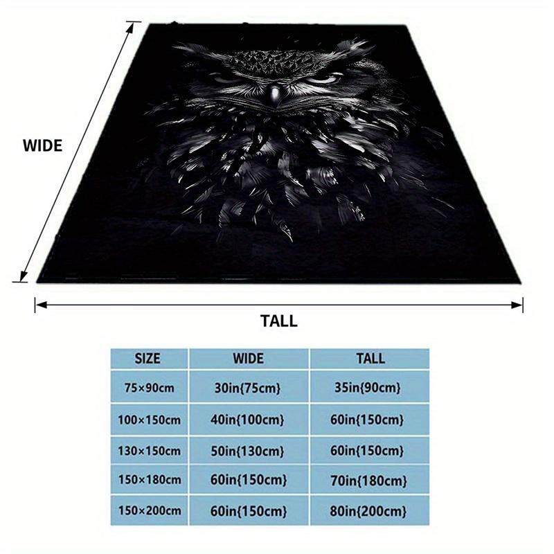 1pc Black Cool Owl Printed Blanket Is Stylish, Soft and Warm - Perfect for Couches, Couches, Offices, Beds, Camping and Travel -