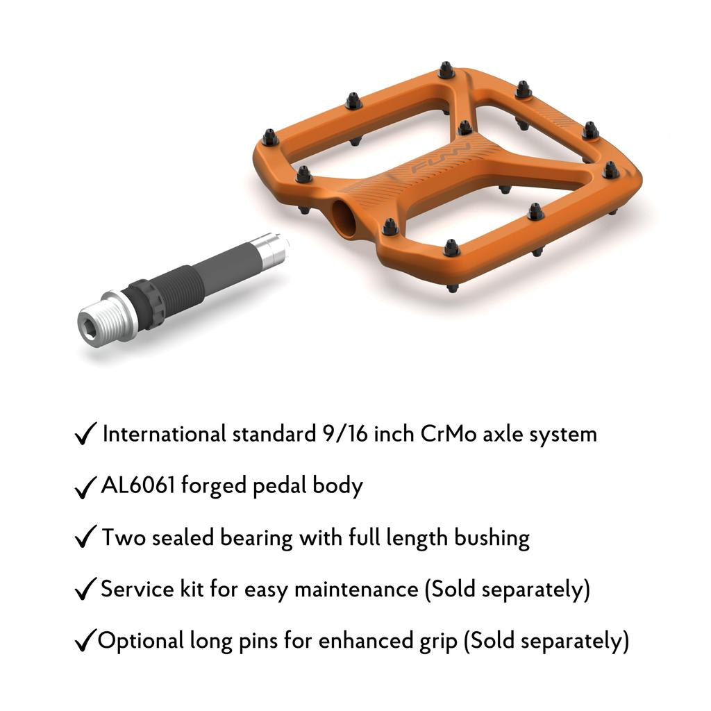 Funn Python Flat Mountain Bike Pedals Wide Platform Mountain Bike Pedals with CrMo Axle - BMX/MTB 9/16" (Green)