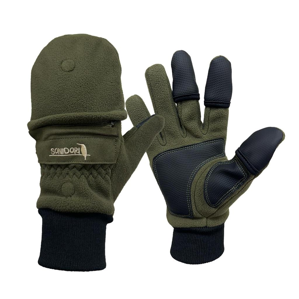 SONIDORI Rukavice pro fotoaparát pro divoké ptactvo, stabilní fleece pro udržení tepla, fotografování, vysoce výkonný 2směrný design, protiskluzová úprava, ovládání,