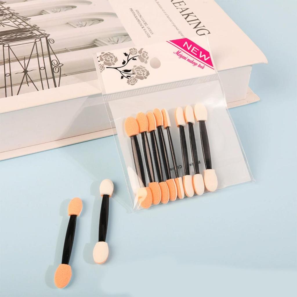 10-teiliges doppelseitiges Schwamm-Einweg-Lidschattenpinsel-Set für einfache Anwendung von Augen-Make-up