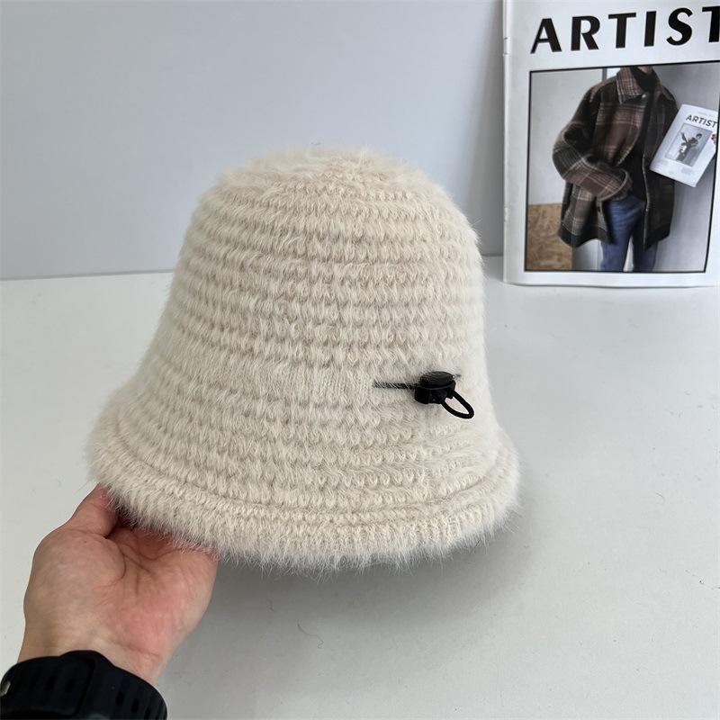 

Новая осенне-зимняя плюшевая шляпа рыбака, детская, подчеркивающая лицо, маленькая вязаная панама, пушистые наушники, теплая шляпа-ведро на шнурке M（56-58cm） бежевый