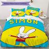 Ropa de cama con estampado de Simon el Conejo Juego de edredón Funda de edredón Funda de almohada Decoración del hogar Regalo de cumpleaños (1 * funda de edredón + 2 * fundas de almohada sin relleno)158