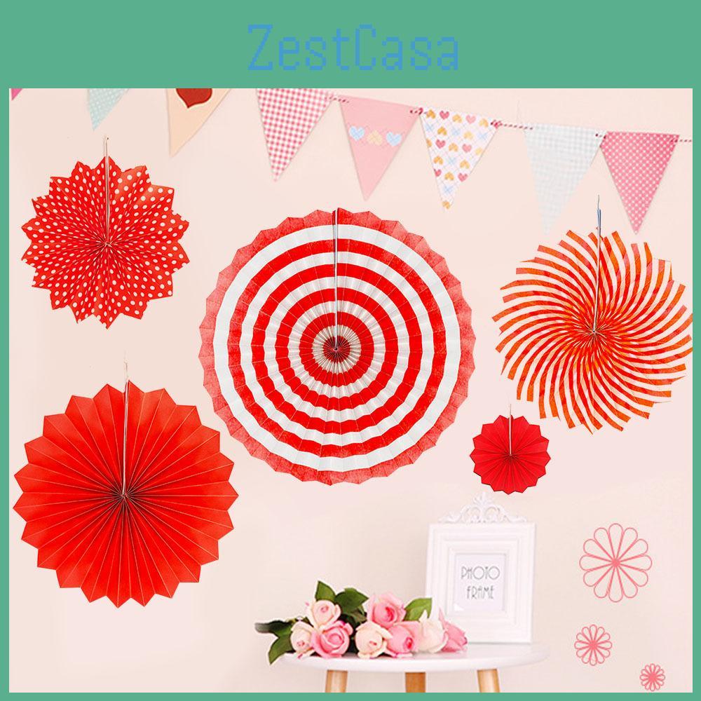 Vibrant Set Of 6 Paper Fans For Party Decoration And Atmosphere Enhancement