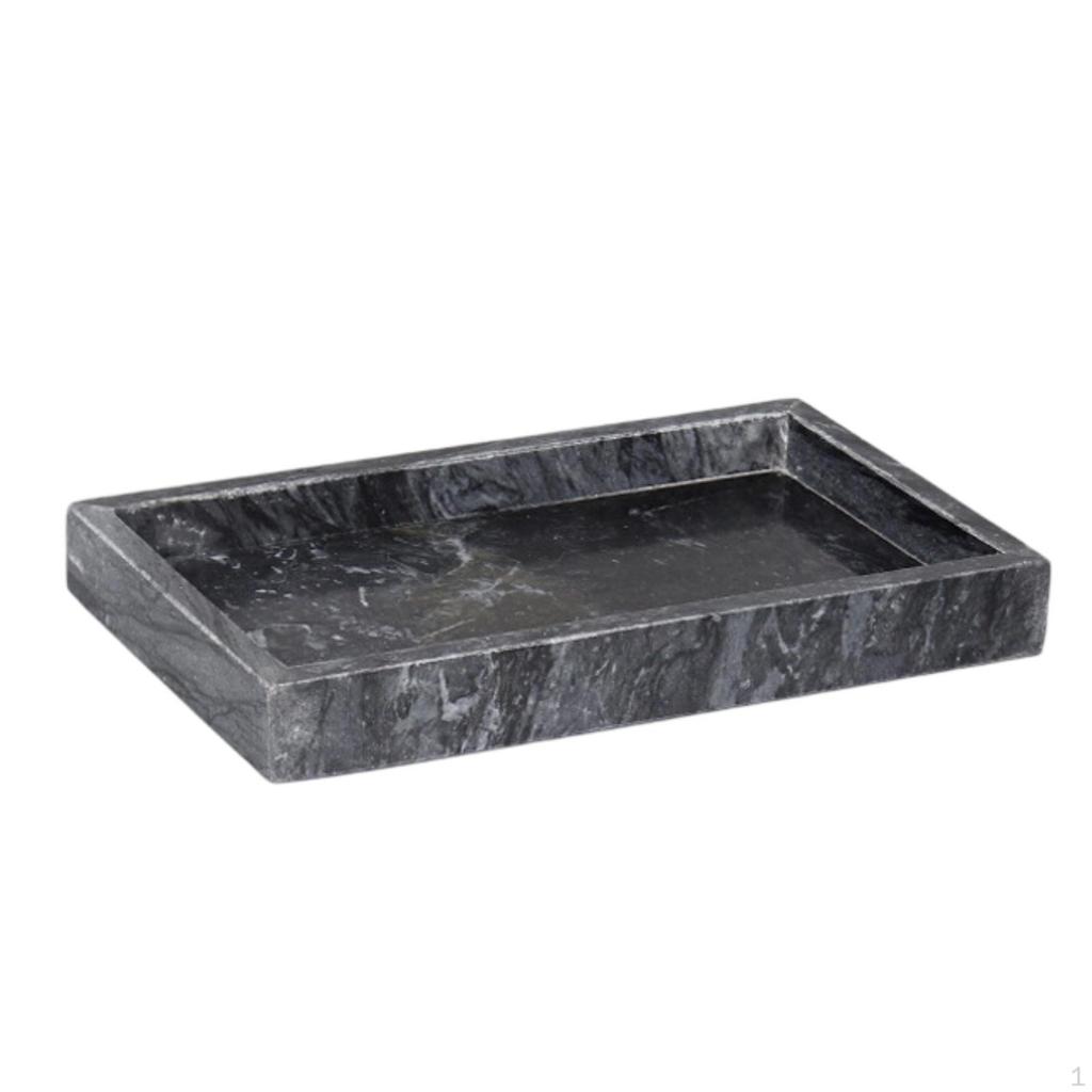 Marble Tray with Raised Sides Elegant Sleek for Dresser