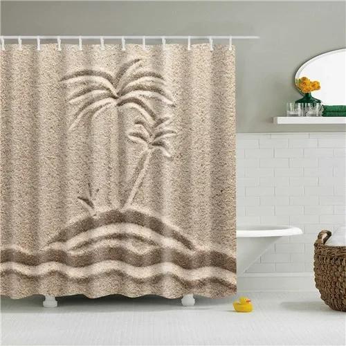Modern Shower Curtains Bathroom Curtain Scenic City Beach Bath Curtain Frabic Waterproof Polyester With Hooks