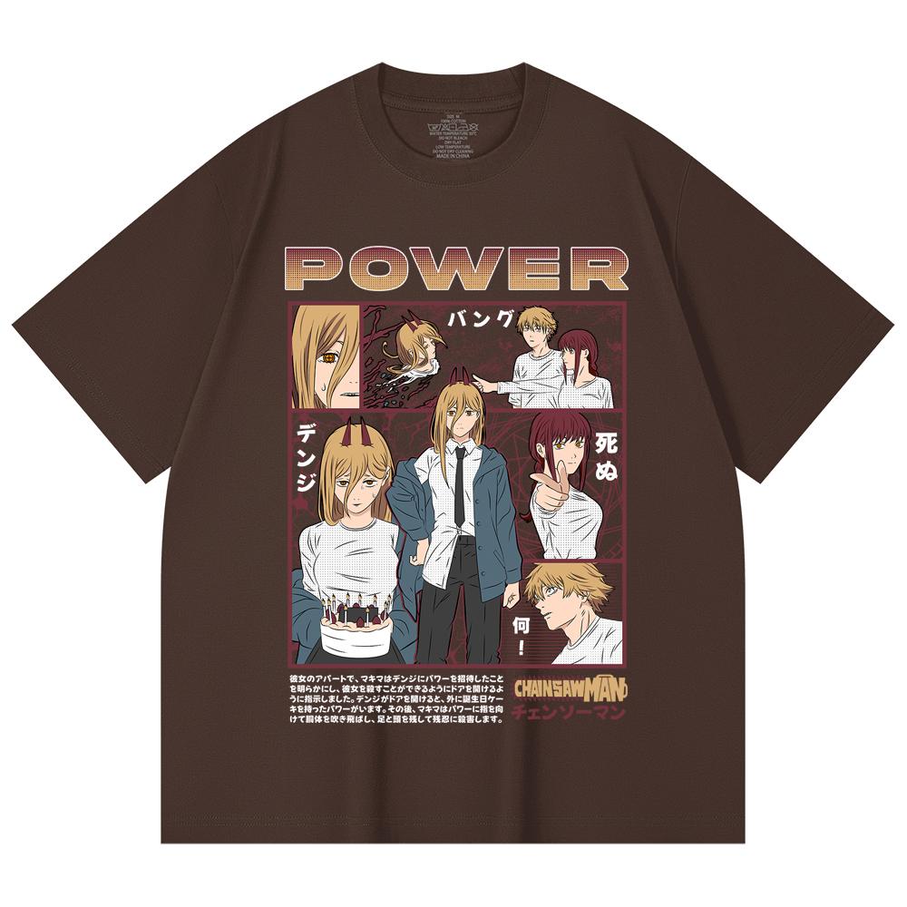 230 g/m² 100% Baumwolle Kettensägenmann V1 Power Print Unisex Schweres Baumwoll-T-Shirt