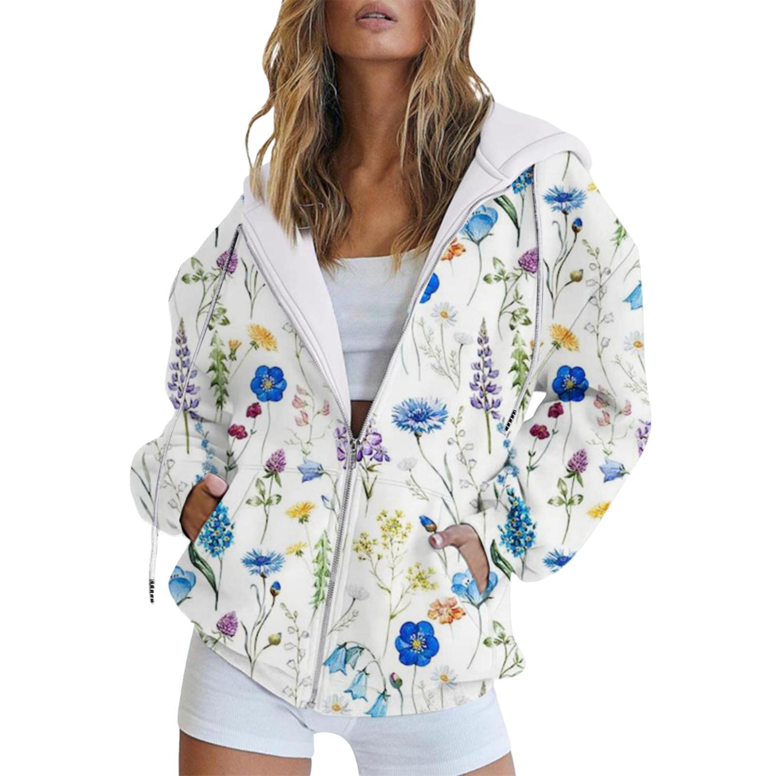 

Карманный цифровой европейский и американский стиль минималистский темперамент, мода на растительные цветы, толстовка с капюшоном на молнии, с длинными рукавамиMC4 XL