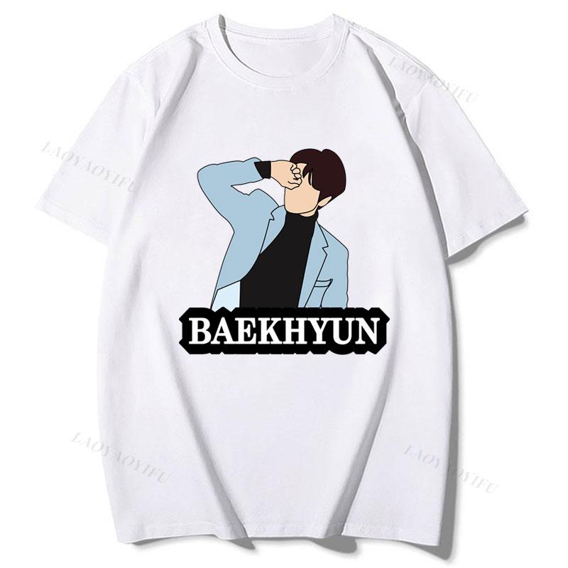 Korean Popular Clothes Playera Kpop Baekhyun Graphic T Shirts Unisex Tshirt Short Sleeve Women Unisexs Y2k Clothing