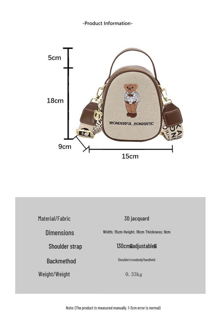 Kiki Bear 2026 Women's Embroidered Bear Crossbody Handbag