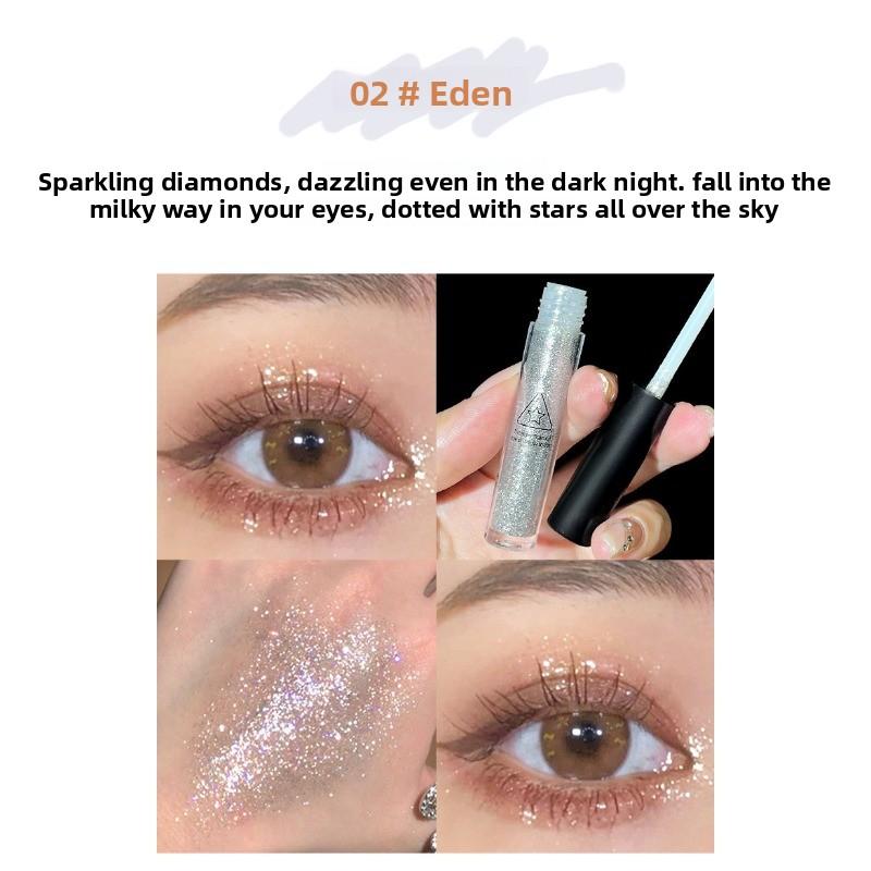 Star Diamond Eyeshadow Liquid Fine Sparkling High Gloss, One Drop of Tear Brightening Undereye Sparkling Pearl Liquid Eyeshadow