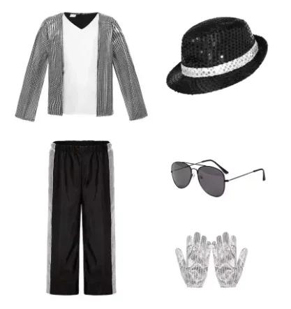 Michael Jackson Vêtements pour Enfants Cosplay Fête d'Anniversaire Performance de Danse Costume d'Enfant Tenues de Pop Star 120CM