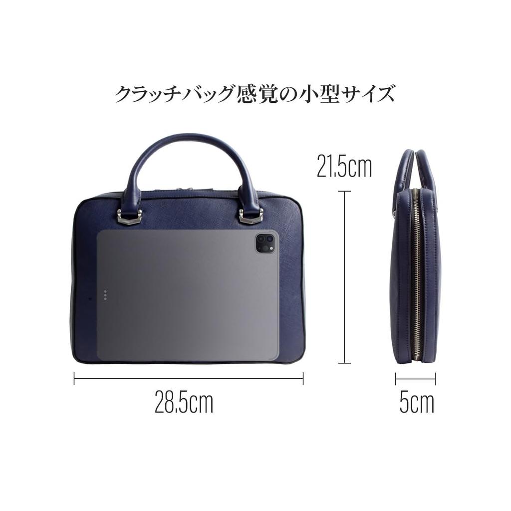 Liten bedriftsveske Mini dokumentmappe Ekte skinn Saffiano skinn Lett Kompakt Minimal Nettbrett Filoppbevaringsveske 21 Marineblå [Dom Teporna] Herre