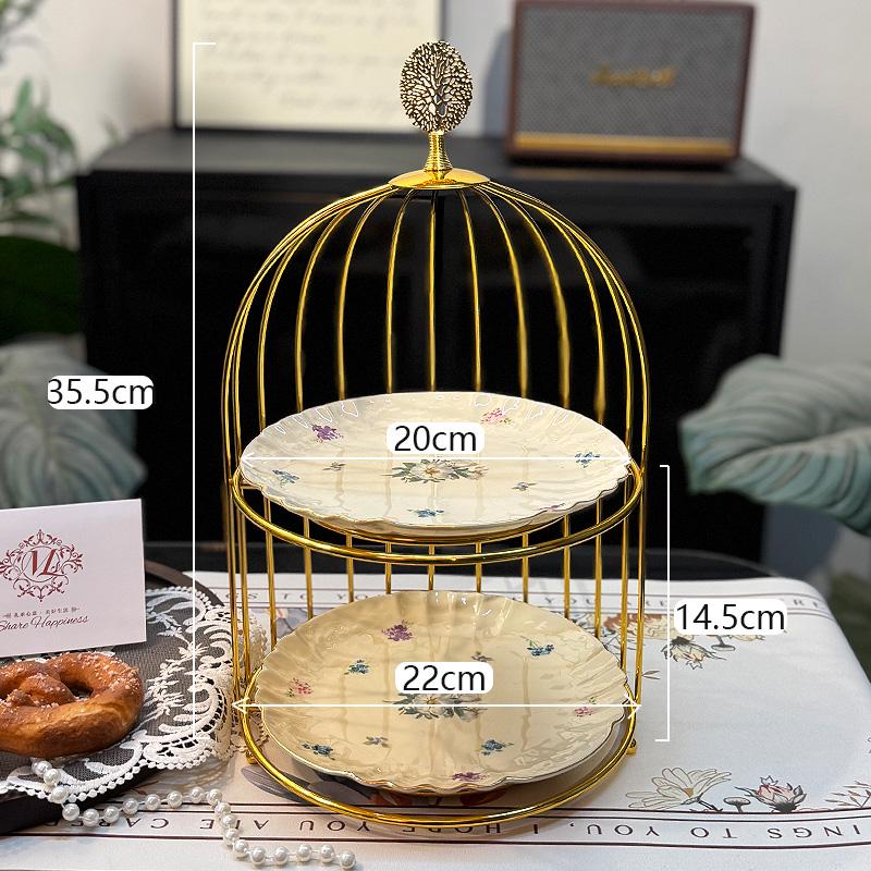 Ceramic Three-Tier Pastry Stand: English-European Style Fruit Bowl, Cake, Candy, and Snack Plate for Afternoon Tea.
