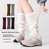 Autumn Winter Relaxed Lazy Warm Vinegar Fiber Knitted Letter Pattern Medium Thickness Socks White Calf Leg Sleeves Pile-up