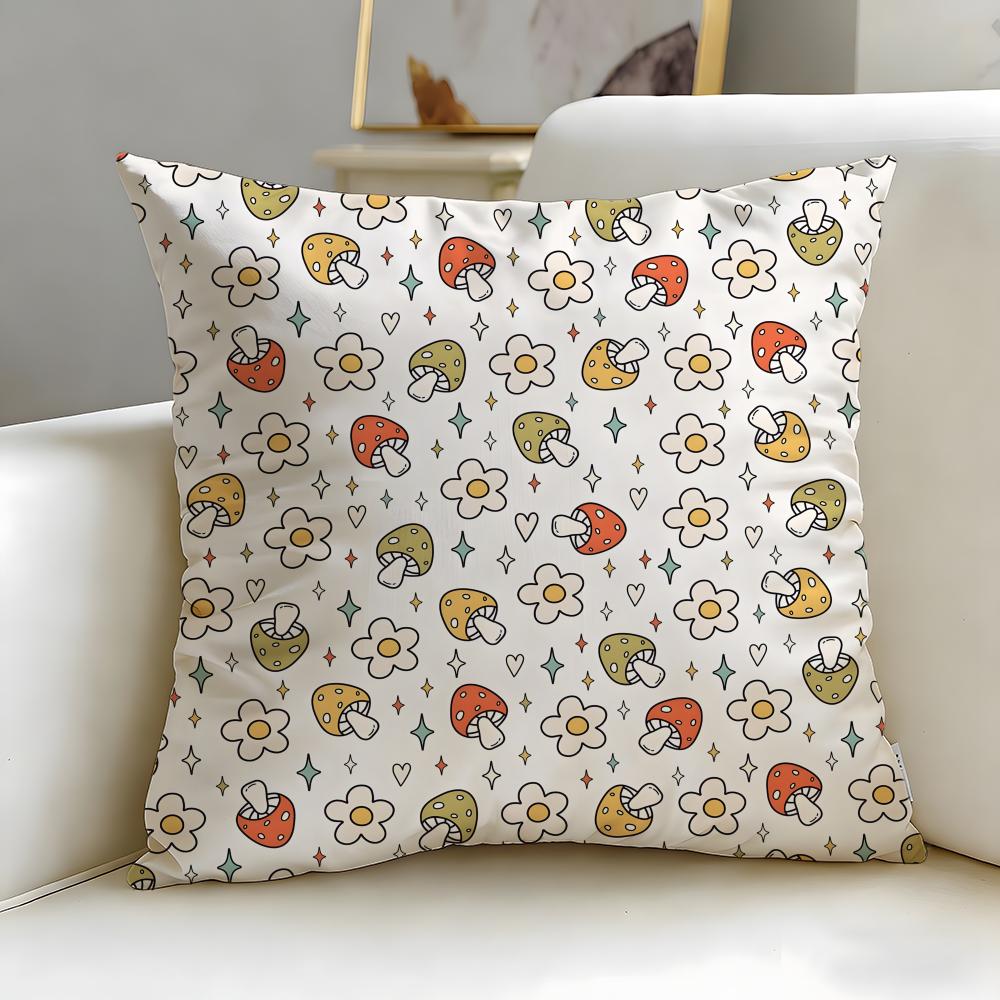 Artistic border Cushion Cover Soft  EasyWash Pillow Case  Versatile for Couch Bed Travel and Office
