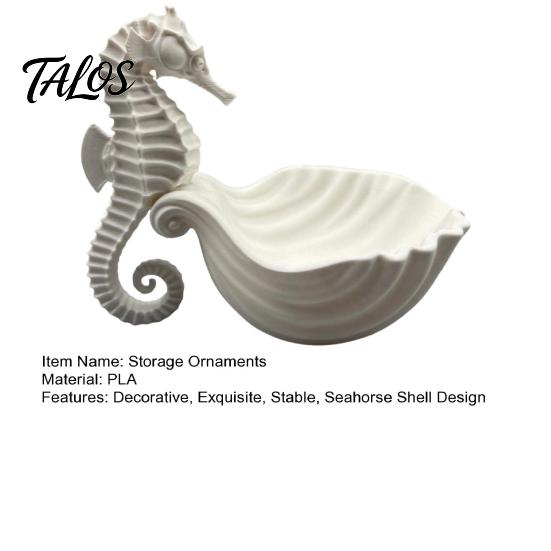 Necklace Bracelet Holder 3D Printed Seahorse Shell Jewelry Tray for Rings Necklaces Bracelets, Ocean Creative Gifts Lovers Style Desktop Organizer,