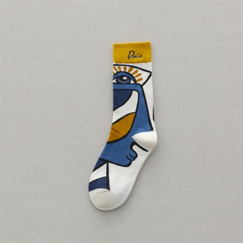 Meias de Algodão Elasticidade Grafite Personalidade Maré Meias Moda Meias de Cano Médio Esportes