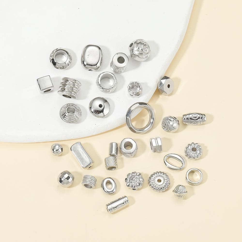 50pcs/lot CCB Spacer Beads Charms Antique Silver Color Spacer Beads Charms Pendants For DIY Bracelets Jewelry Making Accessories