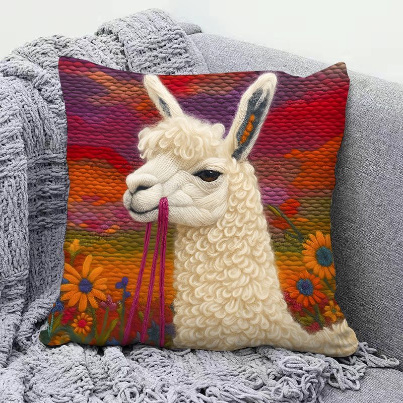 Adorable Alpaca Printed Pillow Soft Waist Cushion Living Room Sofa Decor Carriage Pillowcase Home Decorative Long Rectangle P...