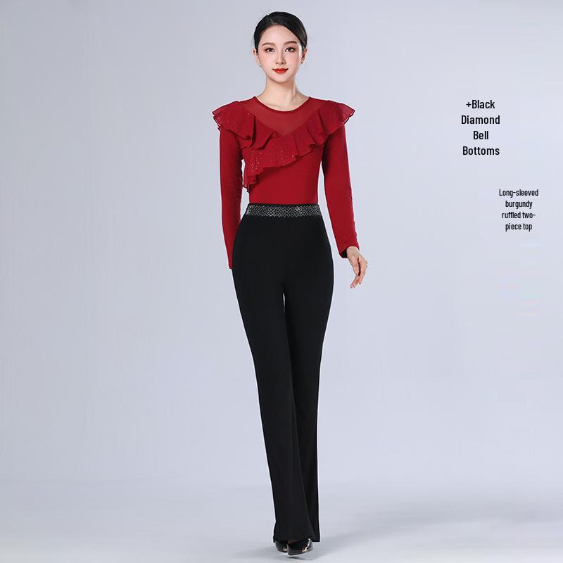 2026 Women's Sequin Ruffle Leotard - High-End Spring/Summer Figure Training & Etiquette Outfit